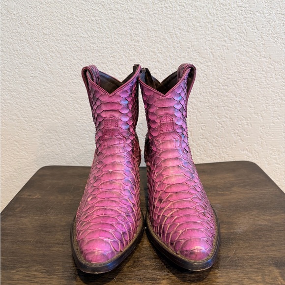 Snakeskin Pink Ankle Booties - Picture 2 of 7